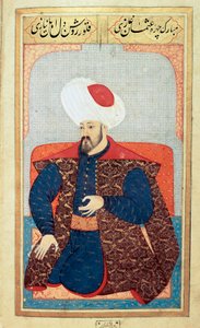 Osmanisches Reich: Porträt des ersten Sultans Osman I, Miniatur aus dem Manuskript Human Physiognomy von Seyyid Lokman Hussein