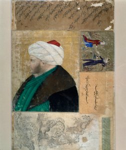 Porträt des Sultans des Osmanischen Reiches Mehet II (1430-1481). Türkische Miniatur aus dem Manuskript Ms. H. 2153, folio 145b. Ende des 15. Jahrhunderts. Istanbul, Biblioteca Topkapi Sarayi von Ottoman School