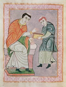 Der Schreiber Anno vor Gero, aus dem Gero-Codex, ca. 969 von Ottonian