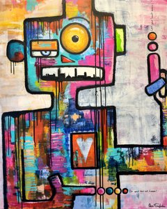 Bunter Straßenkunst-Roboter