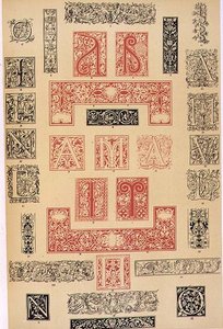 Beispiele typografischer Verzierungen aus dem 16. Jahrhundert in Italien und Frankreich, veröffentlicht von Aldine, Giunta und Stephan, Kapitel XIX, Tafel XC, aus 