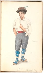 Italienischer Mann mit Schnürschuhen und Hut mit Feder von P.C. Skovgaard