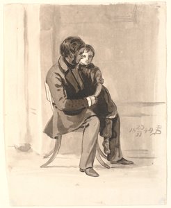 Johan Thomas Lundbye mit Olympia Freund auf dem Schoß von P.C. Skovgaard