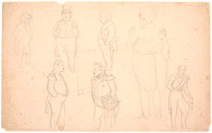 Karikatur von u.a. A.S. Ørsted, Frederik VII, Christian VIII und wahrscheinlich Frederik VI.