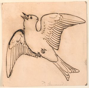 Singende Lerche. Dekorativer Entwurf. von P.C. Skovgaard