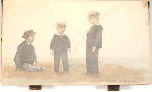 Drei Jungen mit Strohhüten von P.C. Skovgaard