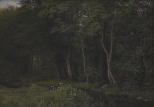 Dämmerung in einem Wald nahe dem Gut Iselingen, Seeland von P.C. Skovgaard