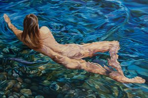 Schwimmen im klaren Wasser von PETER GOODHALL
