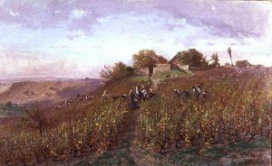 Weinlese an den Hängen der Arve von P.E. Rischgitz