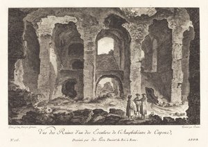 Ansicht der Ruinen einer Treppe des Amphitheaters von Capua