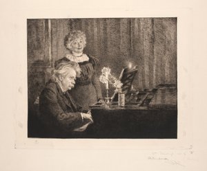 Edvard und Nina Grieg am Klavier von Peder Severin Krøyer
