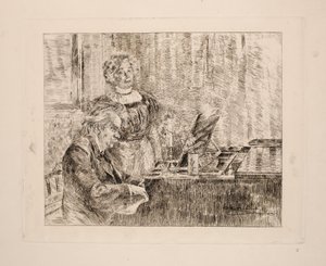 Edvard und Nina Grieg am Klavier von Peder Severin Krøyer