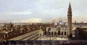 Markusplatz, Venedig, graviert von F. Citterio (Detail) von P. (after) Majocchi