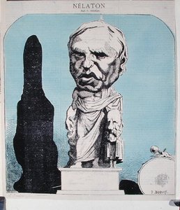 Karikatur von Auguste Nelaton, ca. 1870 (farbige Gravur) von P. Bernay