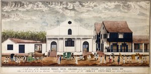 Eine Südansicht des Wesleyanischen Missionshauses, Colombo auf der Insel Ceylon, errichtet Anno Domini 1816 von P. van Houten