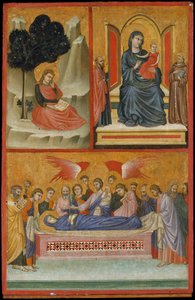 Johannes auf Patmos, Madonna und Kind auf dem Thron, und Tod der Jungfrau, Die Kreuzigung von Pacino di Bonaguida
