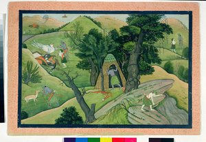Rama und Lakshmana auf der Suche nach Sita, aus dem Ramayana, Kangra, Himachal Pradesh, 1780