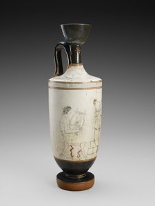 Schulterlekythos mit polychromer Malerei einer Begräbnisszene von Painter Houston