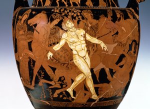 Attischer rotfiguriger Volutenkrater, der den Tod des bronzenen Riesen Talos darstellt von Painter Talos