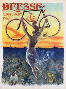 Vintage französisches Plakat einer Göttin mit Fahrrad, ca. 1898 von Pal