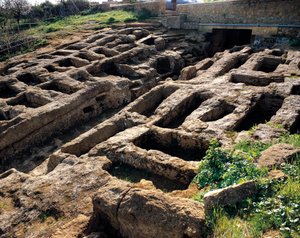 Ruinen der christlichen Nekropole im Tal der Tempel, 4. bis 5. Jahrhundert. Agrigent, Sizilien, Italien
