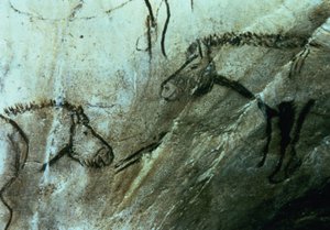 Pferde, Felsmalereien im Schwarzen Raum, Magdalénien von Paleolithic Paleolithic