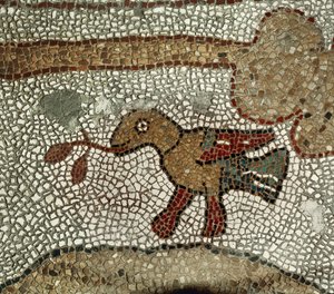 Taube mit einem Olivenzweig. Mosaik