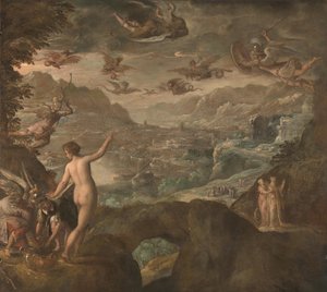 Landschaft mit der Vertreibung der Harpyien, ca. 1590