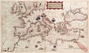 Karte des Mittelmeers, des Schwarzen und des Kaspischen Meeres von Paolo Forlani