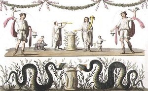 Fresken aus dem Lararium eines Privathauses in Pompeji, aus 