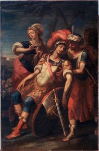 Erminia und Vafrino entdecken den verwundeten Tancrede (Gesang 19 aus Jerusalem Befreit von Torquato Tasso) von Paolo Girolamo Brusco