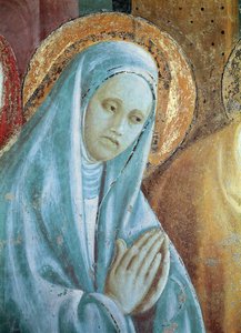 Kopf der Heiligen Anna aus der Darstellung Mariens im Tempel, 1433-34 (Detail) von Paolo Uccello