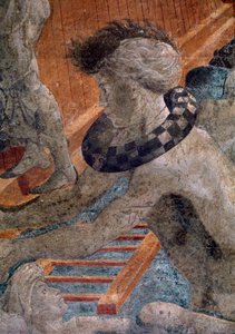 Noah und die Sintflut, Detail des Kostüms eines der verlorenen Menschen außerhalb der Arche - Fresko