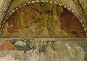 Noah und die Sintflut, Fresko im Chiostro Verde, den "Grünen Kreuzgängen" wegen der grünlichen Monochromie von Ucellos Fresko von Paolo Uccello