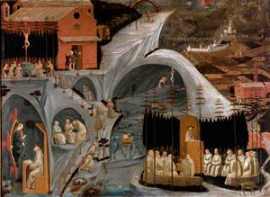 Szene des eremitischen Lebens oder Thebaide: Darstellung von Szenen aus dem Leben von Mönchen und Heiligen von Paolo Uccello