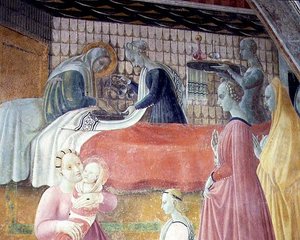 Die Geburt der Jungfrau, Detail aus dem Zyklus Das Leben der Jungfrau und des Heiligen Stephanus aus der Cappella dell