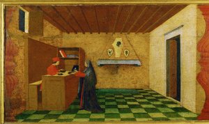 Die Entweihung der Hostie: Die Hostie wird an einen Händler verkauft von Paolo Uccello