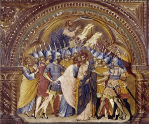 Die Gefangennahme Christi, Detail des Polyptychons von Santa Chiara (circa 1350)