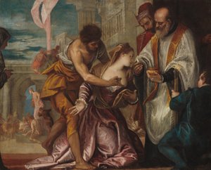Das Martyrium und die letzte Kommunion der Heiligen Lucia, ca. 1585-1586 von Paolo Veronese