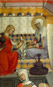 Altarbild der Geburt der Jungfrau von Paolo di Giovanni Fei (ca. 1345-ca. 1411), Tempera auf Holz, (Detail) von Paolo di Giovanni Fei