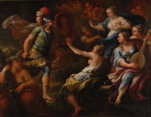 Achilles wird von Odysseus unter den Töchtern des Lykomedes auf Skyros entdeckt von Paolo di Matteis