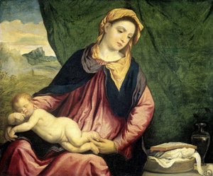 Madonna mit schlafendem Kind von Paris Bordone