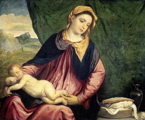 Madonna mit schlafendem Kind von Paris Bordone