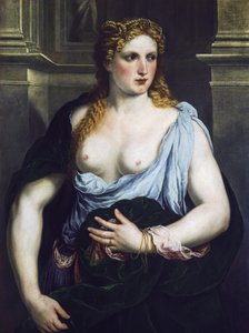 Frau mit grünem Umhang von Paris Bordone