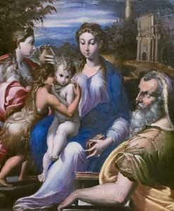 Heilige Familie mit Johannes dem Täufer und Maria Magdalena von Parmigianino (1503 40) (follower of)