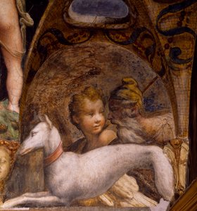 Hund und Jäger (aus dem Mythos von Diana und Aktäon) von Parmigianino