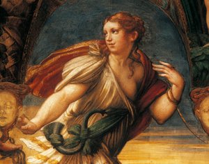 Legende von Diana und Aktäon von Francesco Mazzola, bekannt als Parmigianino, Fresko, Detail, Rocca Sanvitale, Fontanellato, Emilia Romagna von Parmigianino