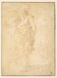 Bekleidete weibliche Figur und ein weiblicher Kopf von Parmigianino