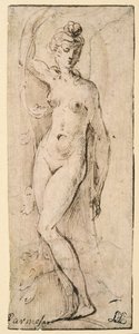 Weibliche Figur - Studie für Santa Maria della Steccata, Parma (recto)