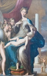 Madonna mit Kind und Engeln, bekannt als Madonna mit dem langen Hals